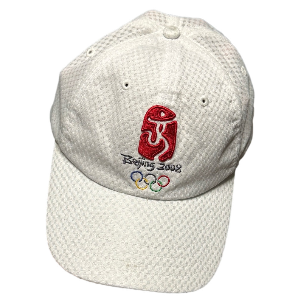 Beijing 2008 Olympics 100% Polyester Velcro White Cap